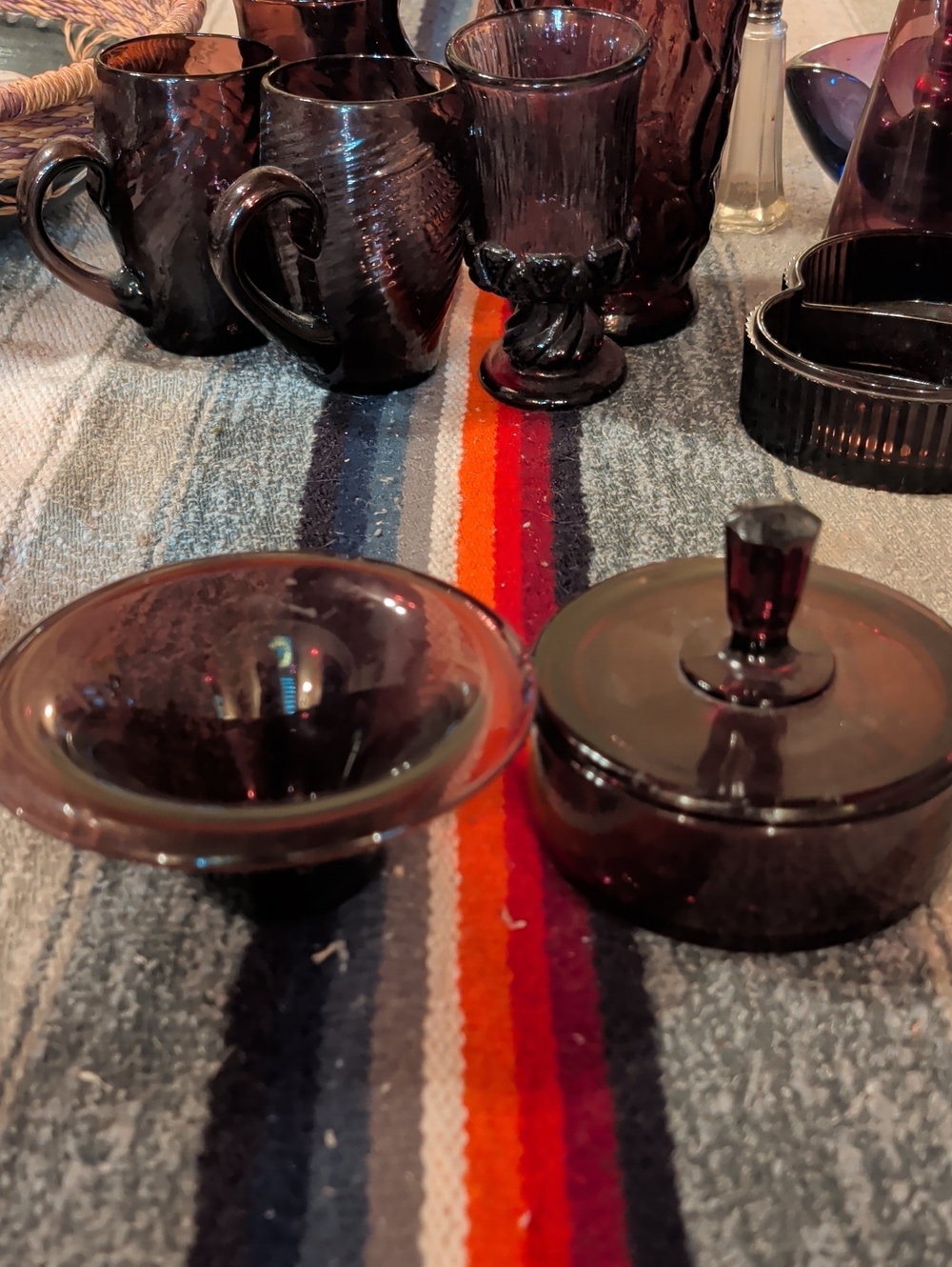 Smoky Black Glass Sugar Bowl with Lid - Home Accents Decor
